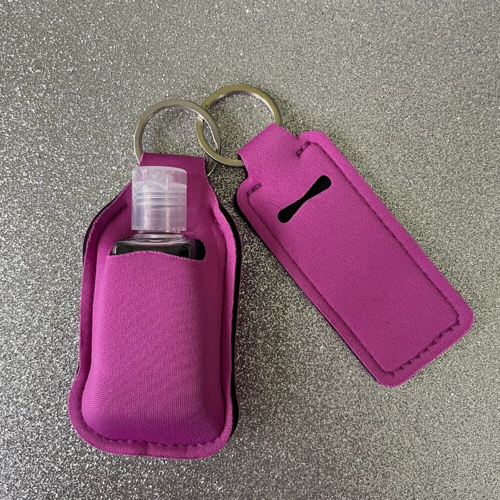 NWOT 3 Piece Neoprene Hand Sanitizer and Lip Balm (Chapstick) Holder Keychain